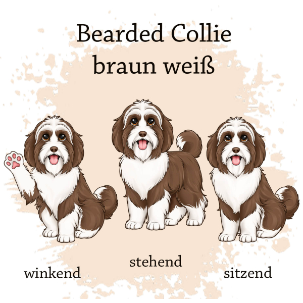 Motivauswahl der Dokumentenhülle für die Hunderasse Bearded Collie braun